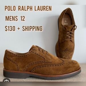 Polo Ralph Lauren Rhett Wingtip Suede Leather Shoes Brown Mens 7.5